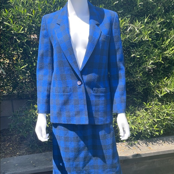 Vintage Pendleton Wool Plaid Skirt Suit Set